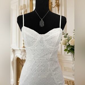 Forever 21 White Lace Corset Style Mini Dress S